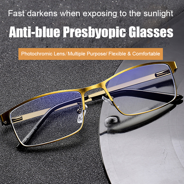 Anti-blue Photochromic Presbyopic Glasses