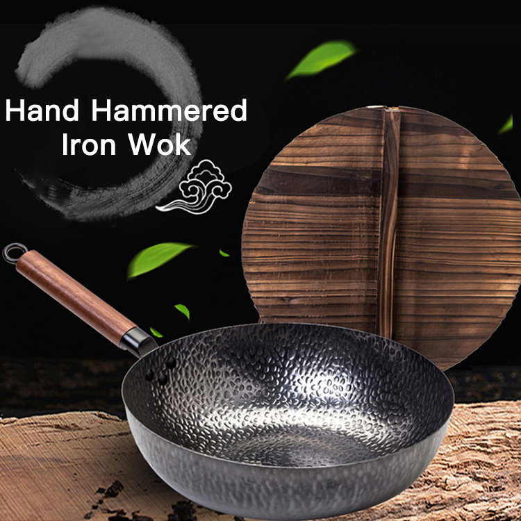 Hand Hammered Iron Wok