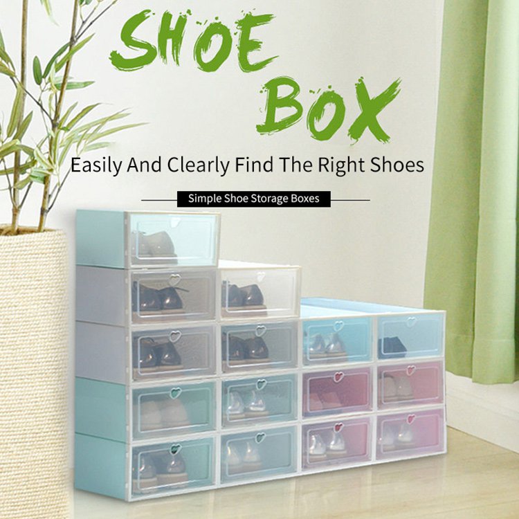 【14*23*33cm】Transparent Thickened Stackable Shoe Storage Box household Artifact Dustproof Space Savi