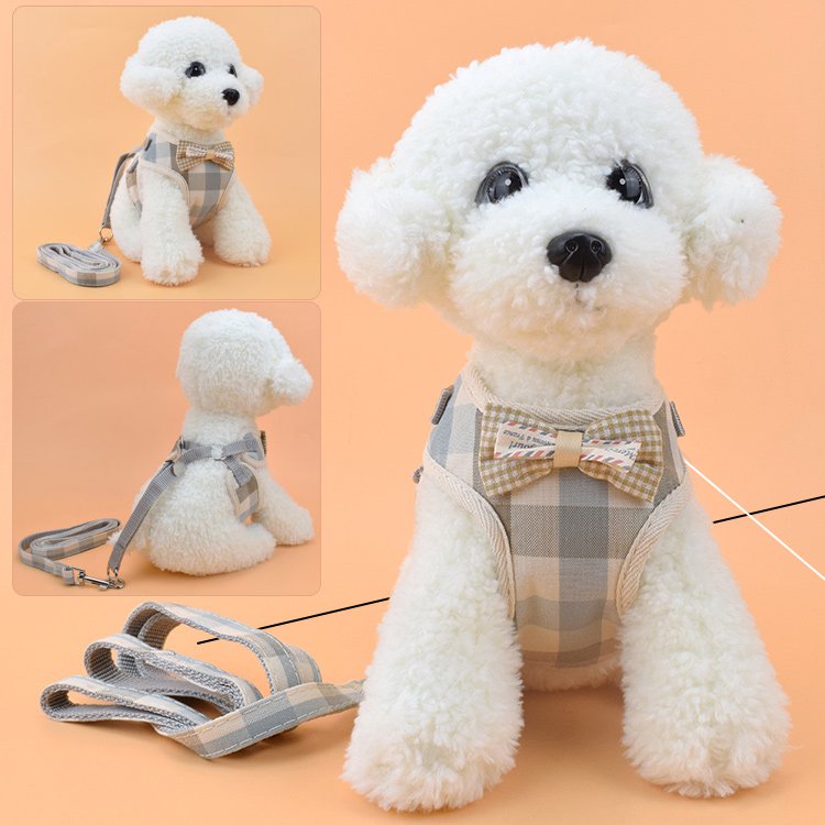 Bow Tie Dog Harness and Leash Set