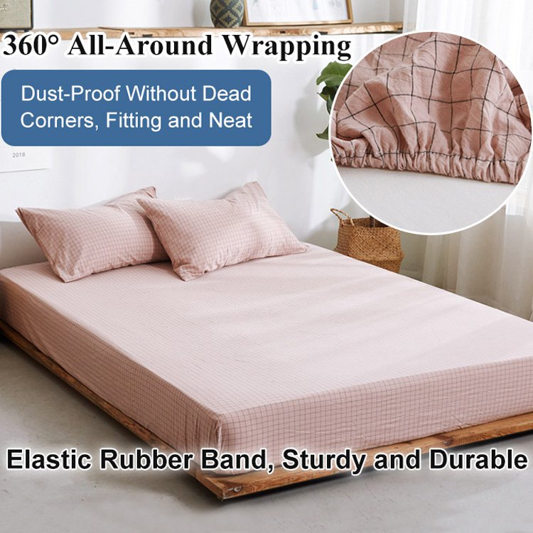 Fitted Sheet Matress Cover Japanese Washed Cotton Queen King 