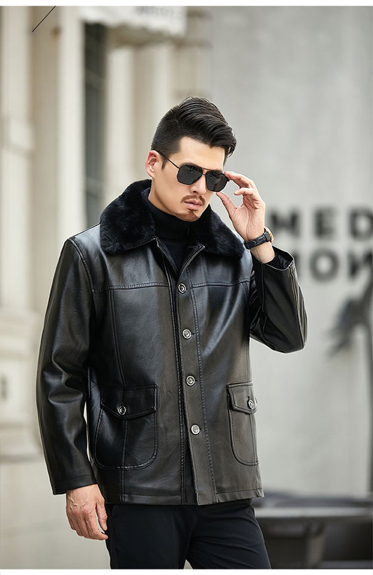 ファー付き裏起毛レザージャケット 羊革 裏起毛加工 きめ細かく 肌触り抜群 防寒力抜群 Itwo Mallオンラインストア