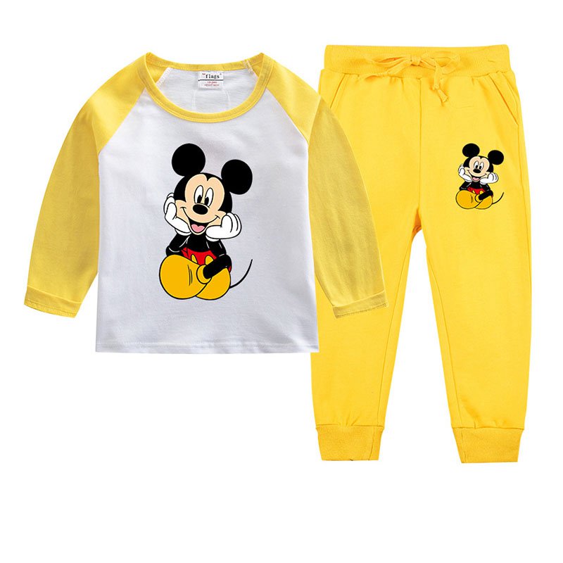 طقم سويت شيرت وبنطال مزين بنقشة ميكى ماوس لطيفة