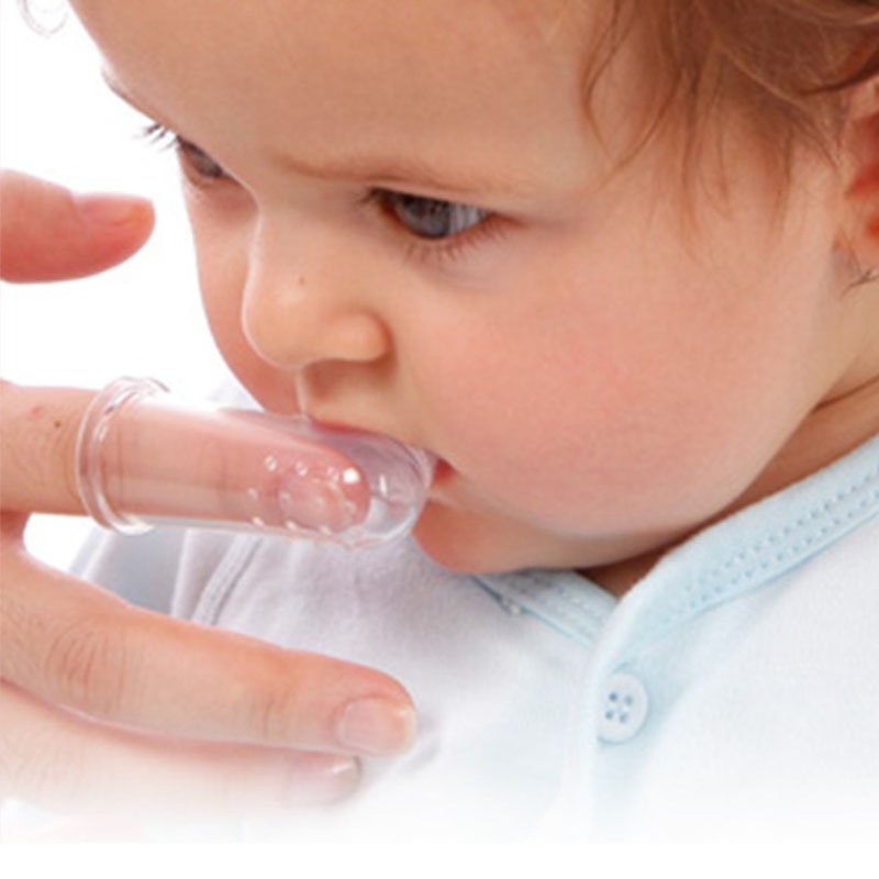 فرشاة أسنان على شكل اصبع من السيليكون الامن للرضع لتنظيف وتدليك الفم