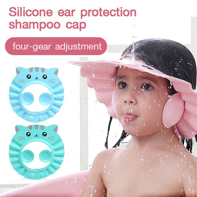 Silicone Ear Protection Shampoo Cap Baby Shampoo Artifact Adjustable Waterproof Shampoo Cap