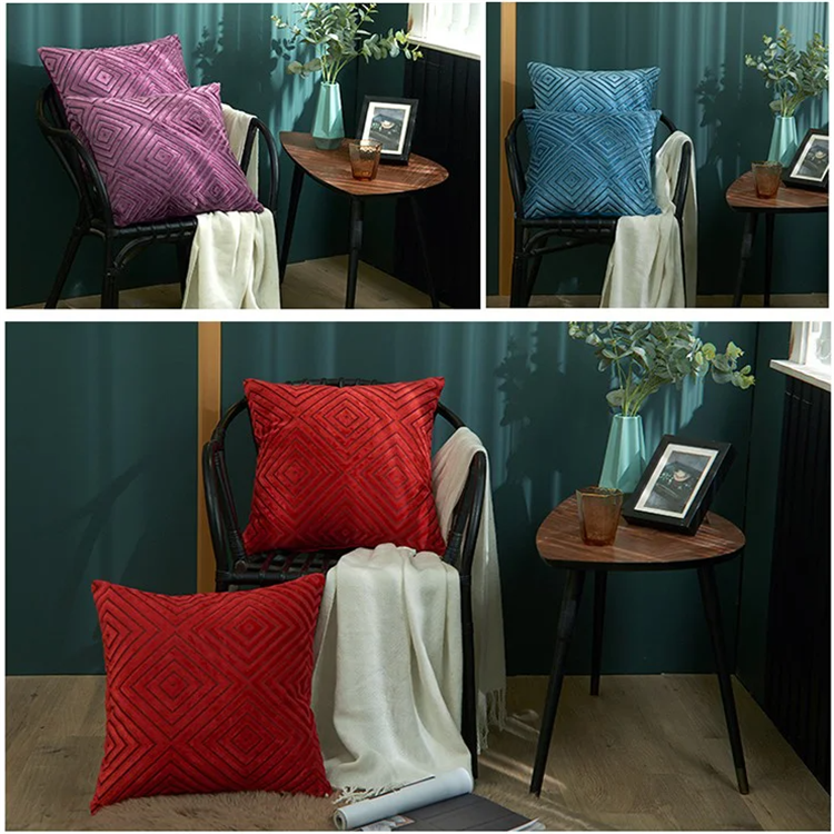 【2 Pcs RM95,Pls Add 2 Pcs!!】Pillow Case Delicate Texture Flocking Striped Throw Trendy Fashion  Pill