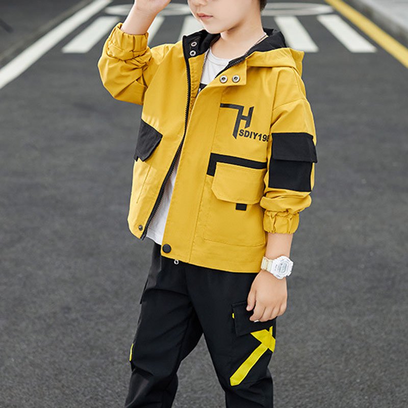 طقم خريفي جديد بسترة ضد الريح وبنطلون للطفل