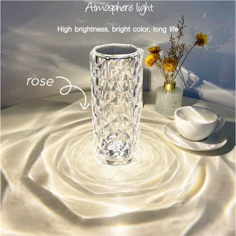 Romantic rose crystal diamond table lamp
