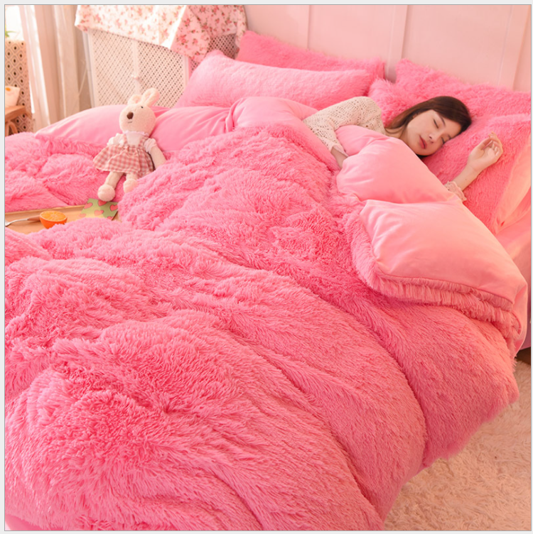 4 In 1  Bedding Sets Luxury Soft Mink Crystal Velvet Quilt Cover Pillow Cases Bed Sheet Queen King 