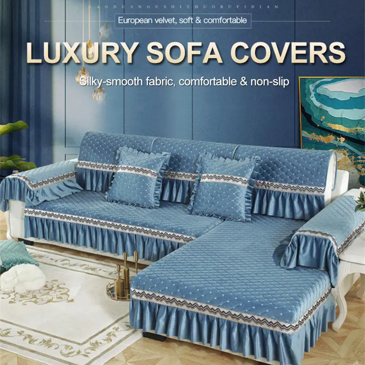 【VIP】Sectional Velvet Sofa Covers Four Seasons Universal Simple Modern Anti Slip Fabric Sofa Cushion