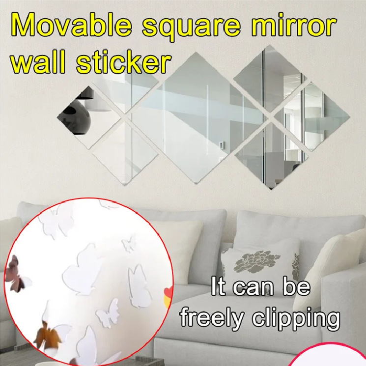 【16pcs / set】Mirror Wall Sticker Movable 