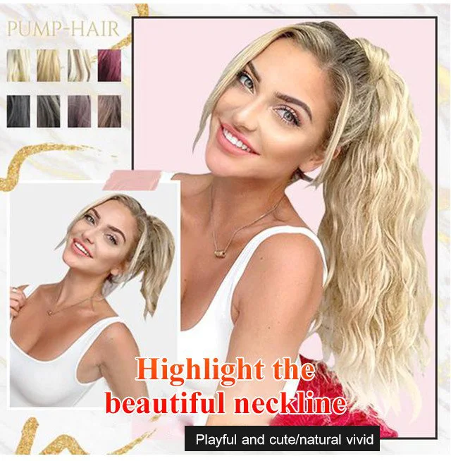 【2 Pcs RM99,Pls Add 2 Pcs!!】Hair Claw Clip Wavy Ponytail Wig Ins Popular Sweet Girl's Curly Hair For