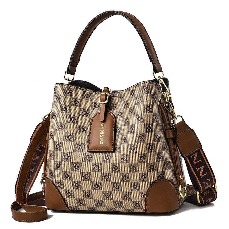 Vintage Contrast Color Printing Cross-body Bucket Bag
