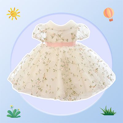 فستان أميرة صيفي من التول الرومانسي للأطفال