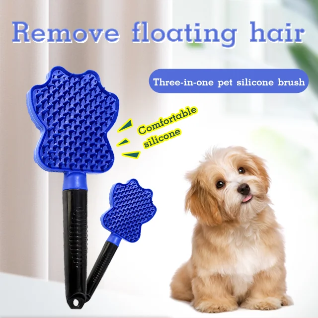 Three-in-one pet silicone brush