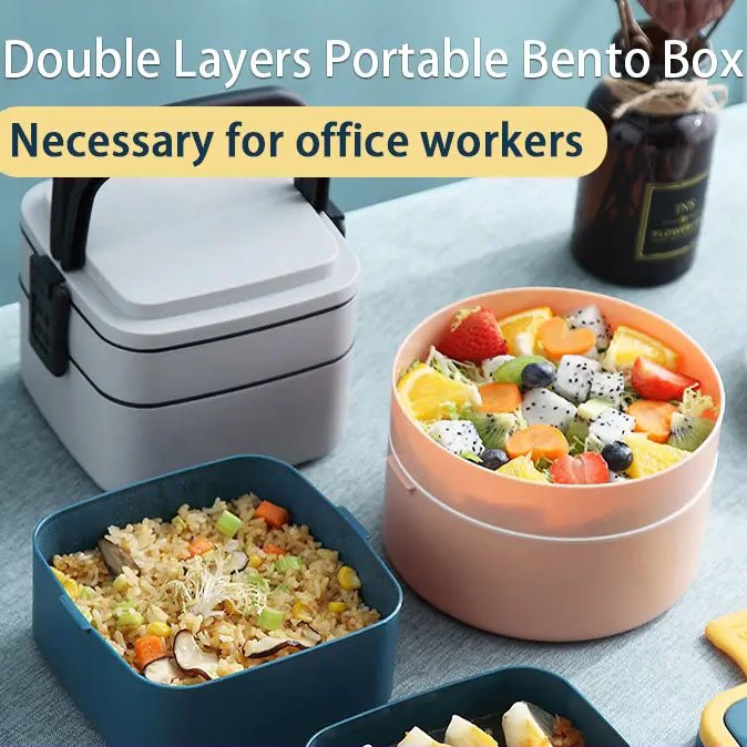 Japanese Double Layers Portable Bento Box