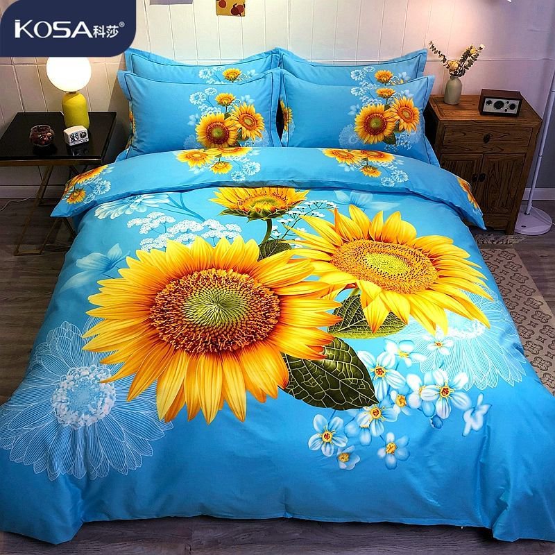 4 In 1 Bedding Sets Premium Cotton Floral Printing Breathable Qulit Cover Pillow Cases Bed Sheet 