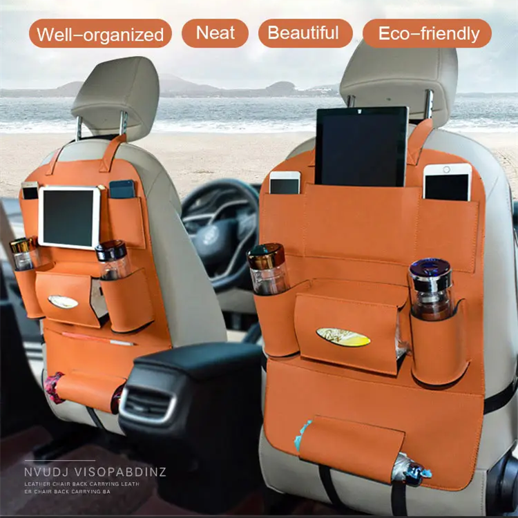 2 Pcs RM169!!Car Seat Leather Organizer Multifunctional Tray Type Folding Sundry Storage Bag