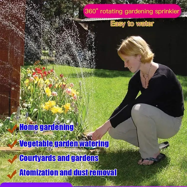 360° Rotating Multi-nozzle Lawn Sprinkler Roof Cooling Automatic Flower Watering Gardening Tool