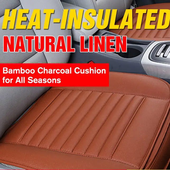 Linen Car Seat Cushion with Pockets