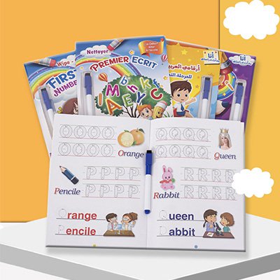 كراسة الخط بالغة العربية والانجليزية للأطفال