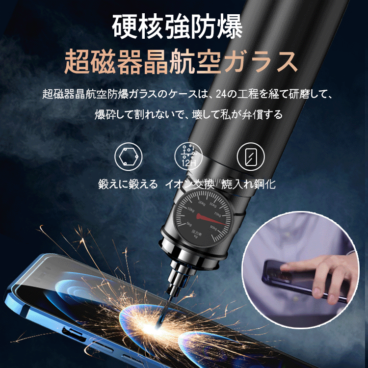 マグニートー フリップカバー型両面ガラススマホケー Eicag