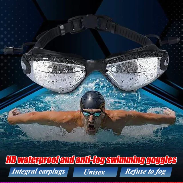 HD Waterproof and Anti-Fog Swimming Goggles