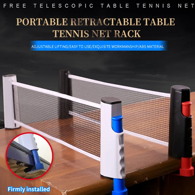 Portable retractable table tennis net rack