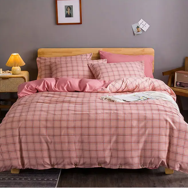 4 In 1 Bedding Sets Ins Japanese Style Washed Cotton Quilt Cover Pillow Cases Bedsheet Queen King  