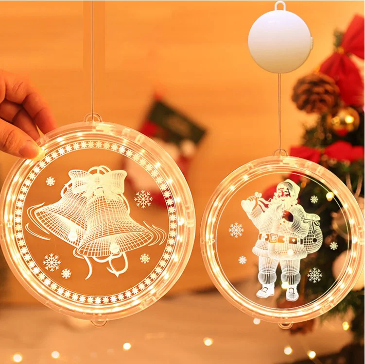 [16CM]Christmas Decorations Suction LED Hanging Lamp Window Balcony Store Layout  Without Battery