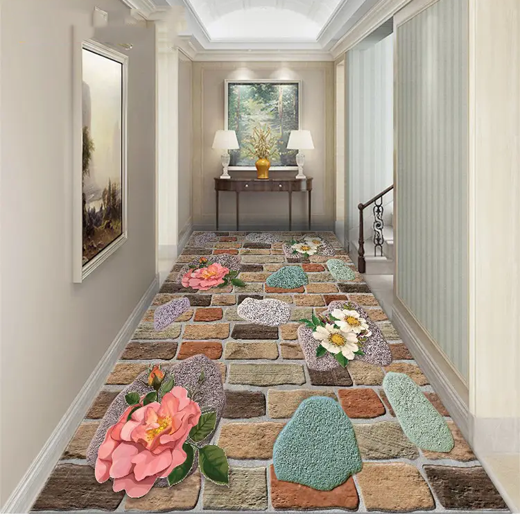 Cutable 3D Printed Carpet Door Mat Corridor Store Bedroom Kitchen Water Absorbent Non Slip Stair Car