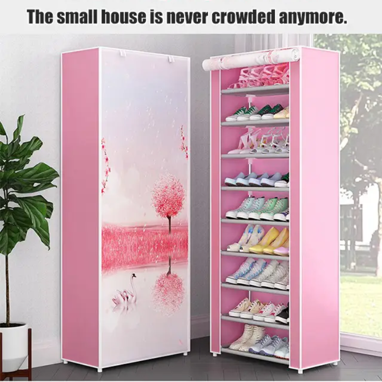 【60*30*160cm】Ten Layers Nine Grids Simple Household Shoe Storage Cabinet Dust-proof Waterproof 