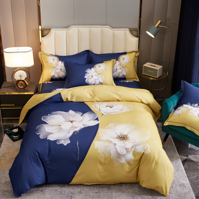 4 In 1 Bedding Set Fine Cotton Large Floral Print Quilt Cover Pillow Cases Sheet Queen King 