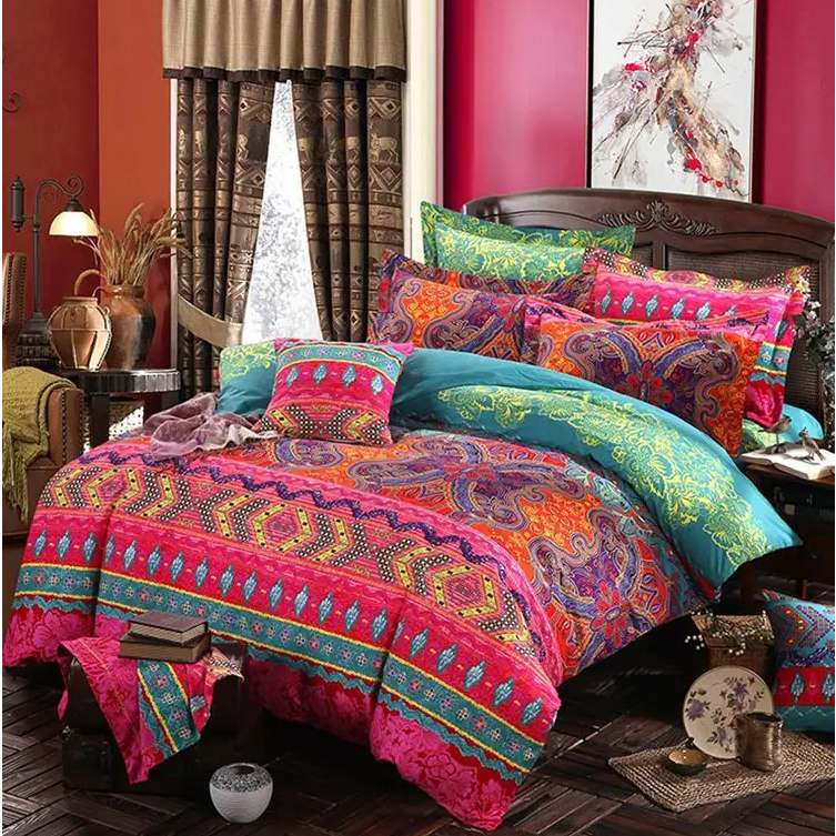 Ethnic Style Pure Cotton 4 In 1 Bedding Set