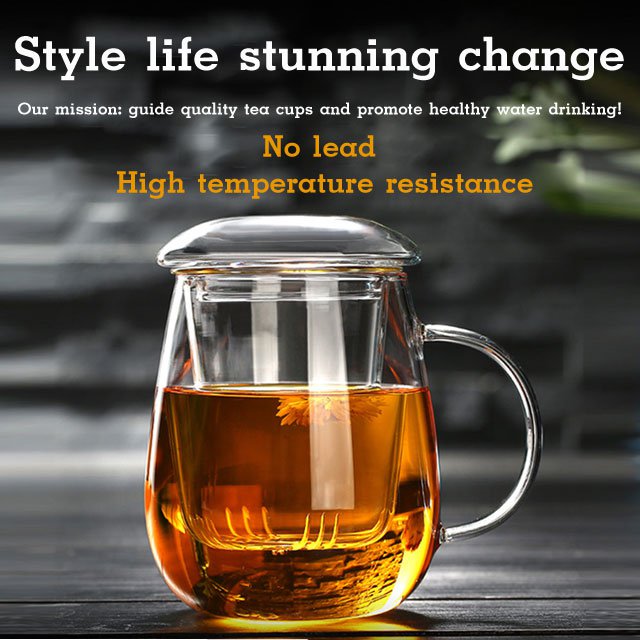 British Grade Heat-resistant Filter Tea Separate Tea Glass