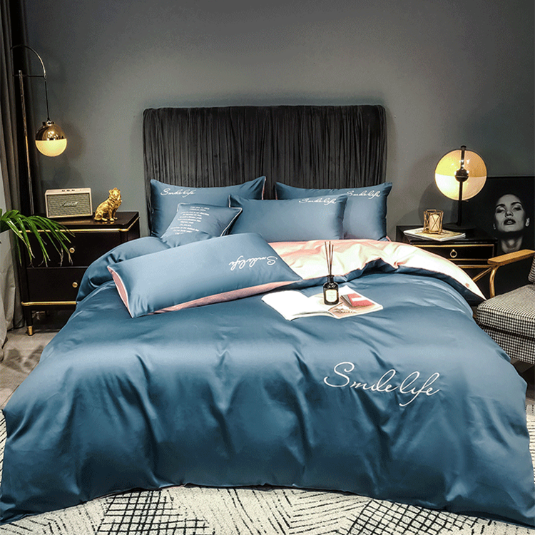 4 In 1 Bedding SetsLoka Cotton Double Embroidery Quilt Cover Pillow Cases Bedsheet Queen King  