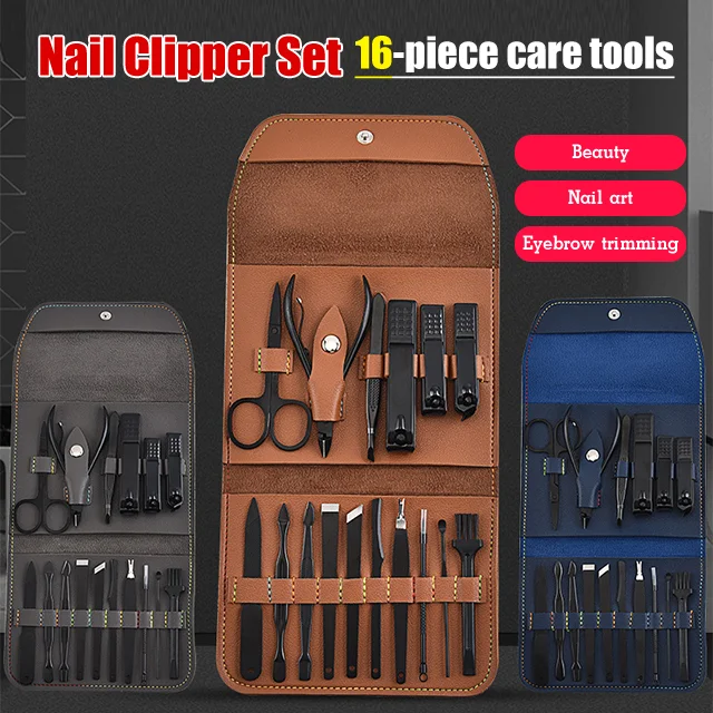 16-Piece Nail Clipper Set Beauty Manicure Set Nail ClipperTool Folding Package Style Easy Carry 