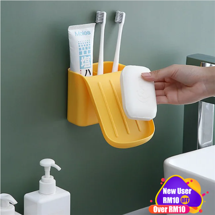 3-Grid Soap Box Rack Save Space Nail-free Installation Convenient storage 