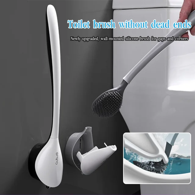 [Creative Toilet Brush Set] Plastic Silicone Bristles Cleaning Brush 