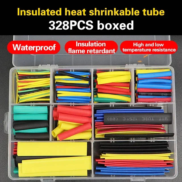 【328 Pcs / Box】Heat Shrinkable Tube Phone Data Cable Earphone Cable Repair  Electrical Wiring Safety