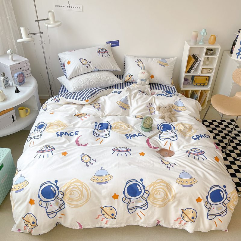 Giikmall Ins Astronaut Nordic Simple Cartoon Fresh Lovely Sweethearts Lovers Bedding Set