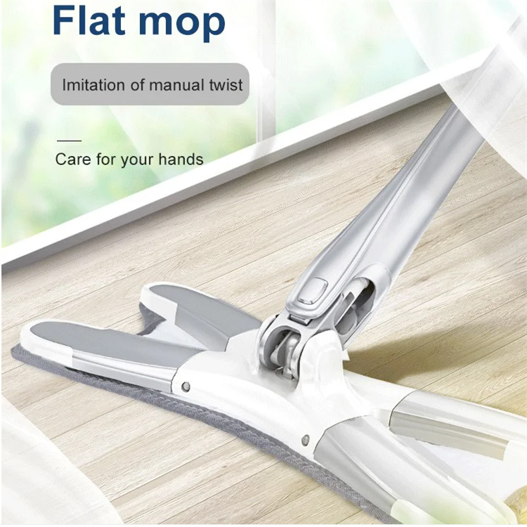 Hand-free Wash X-shape Flat Mop 360° Rotatable Dry Wet Dual-use Fast Cleaning 