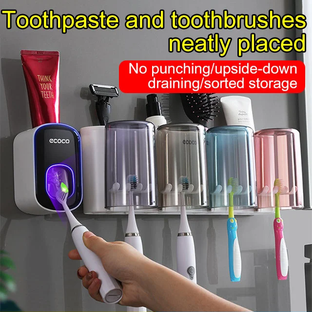 Wall-mounted Toothbrush Holder Mouthwash cup toilet storage box dental cylinder set