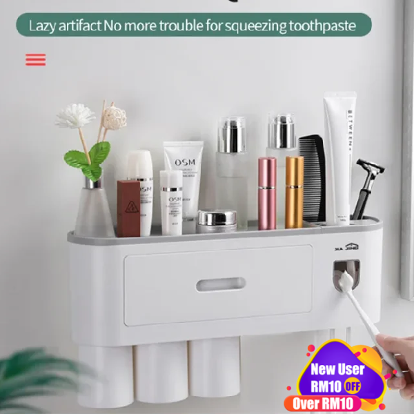 Toothbrush Holder Punch Free Wall Mounted Mouthwash Cup Toothbrush Cup Toilet Storage Box Set