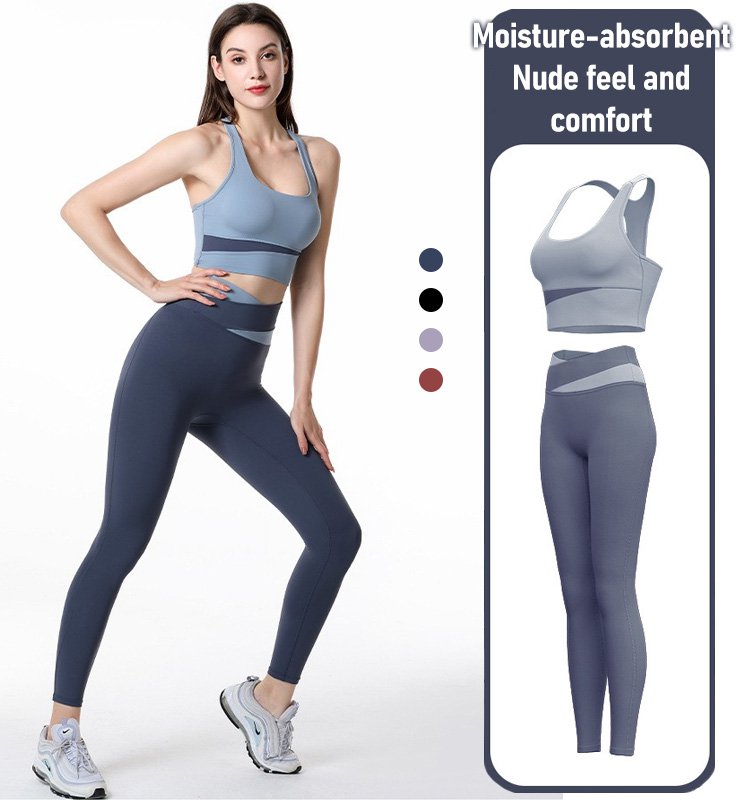  Color-coded high-waisted belly yoga clothing set