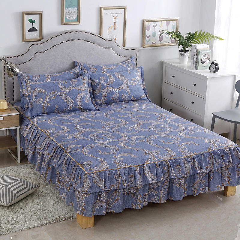 3 In 1 Bedding Sets Dustproof Dust Ruffle Bed Skirt Pillow Cases Queen King 