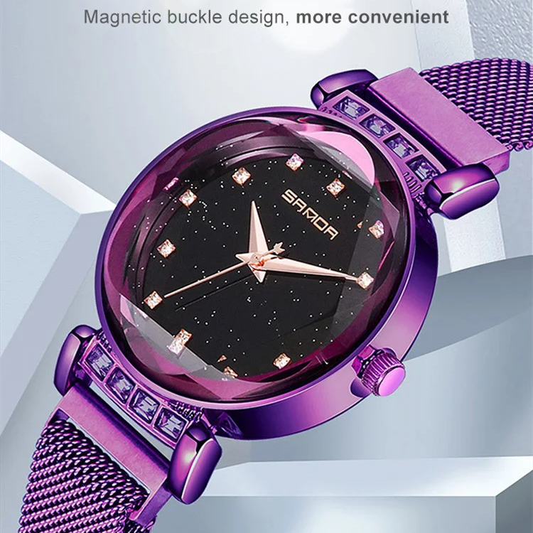 Starry Magnetic Buckle Quartz Watch Student Diamond Three-dimensional Glass Temperament Wristwatch