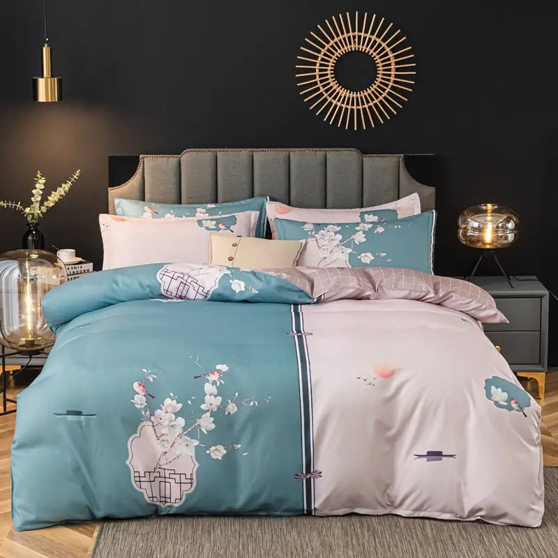 4 In 1 Bedding Sets  Brushed Pure Cotton Quilt Cover Pillow Cases Bedsheet Queen King   