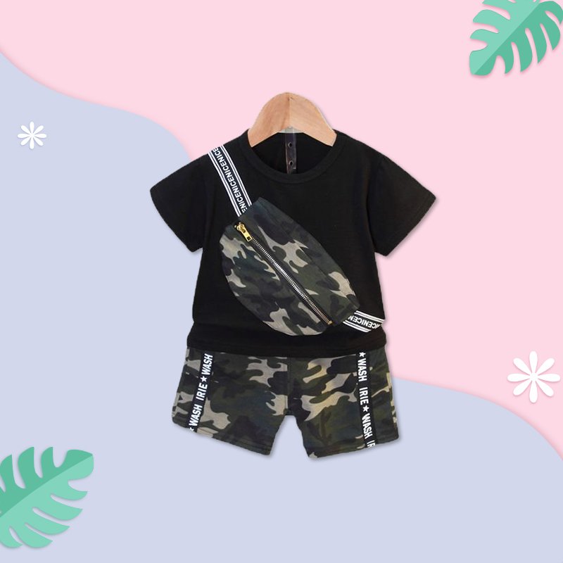 تيشيرت وسروال قصير تمويه للأطفال
